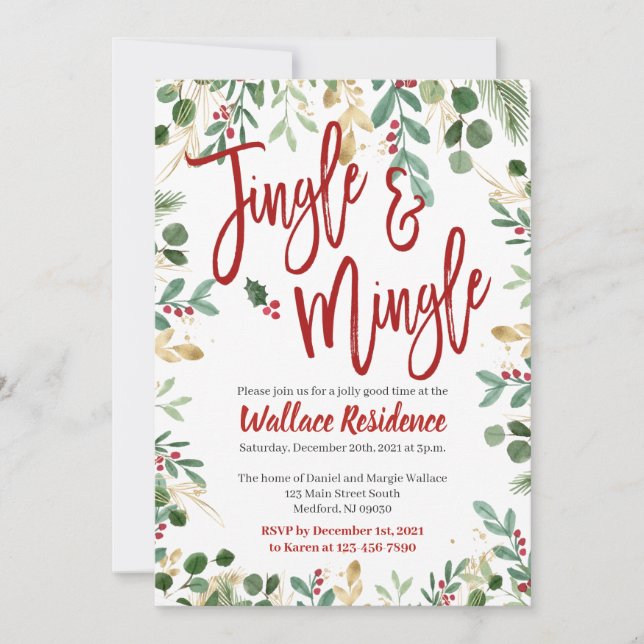 Invitaciones a fiestas de Navidades jingle y mingl (Anverso)