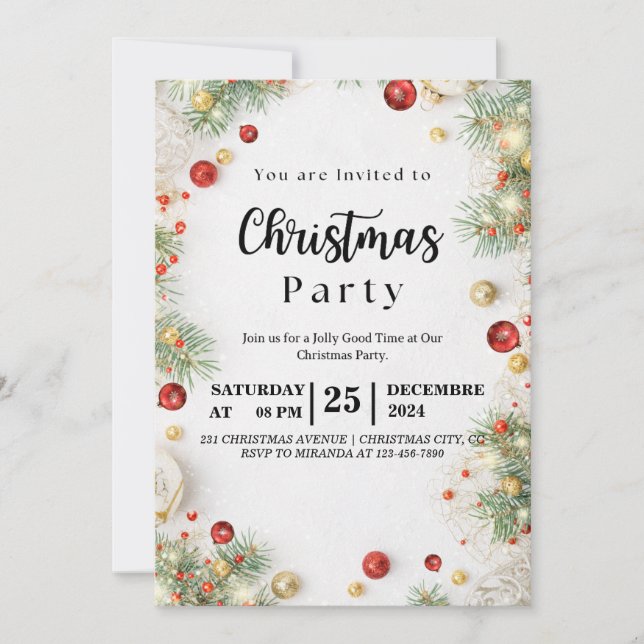 Invitaciones a fiestas de navidades personalizados (Anverso)