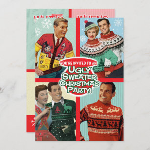 Invitaciones a fiestas de Navidades retro feas a s