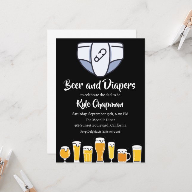 invitaciones a fiestas de pañales para hombres con (Anverso/Reverso In Situ)