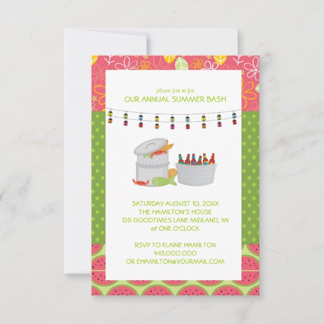 Invitaciones a fiestas de pescados y mariscos de v (Anverso)