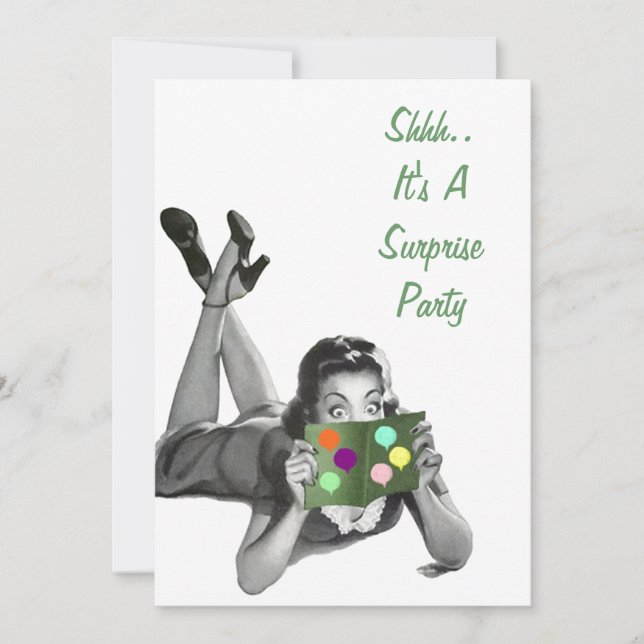 Invitaciones a Fiestas de sorpresas retro divertid (Anverso)