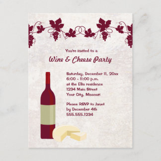 Invitaciones a fiestas de vino y queso