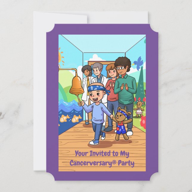Invitaciones a fiestas en aniversario de cáncer (Anverso)