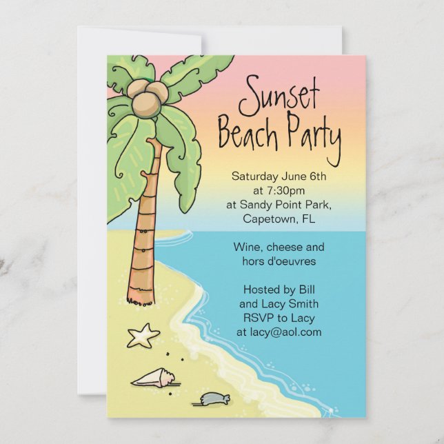 Invitaciones a fiestas en la playa (Anverso)
