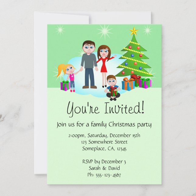 Invitaciones a fiestas familiares de navidades (Anverso)