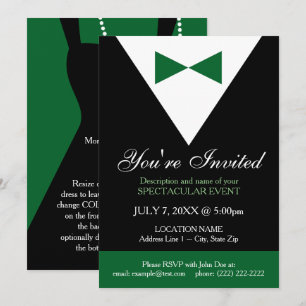 Invitaciones a fiestas modernas en negro y verde t