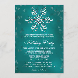 Invitaciones a fiestas navideñas Verde azuladas co