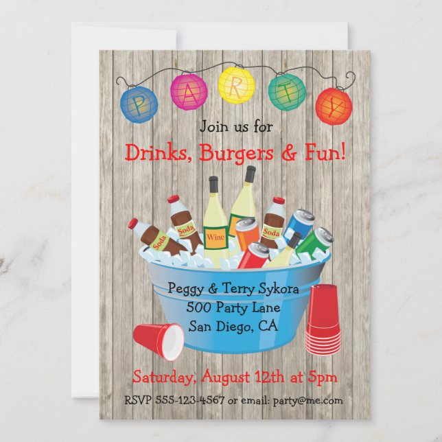 Invitaciones a Fiestas rusos para tomar bebidas (Anverso)