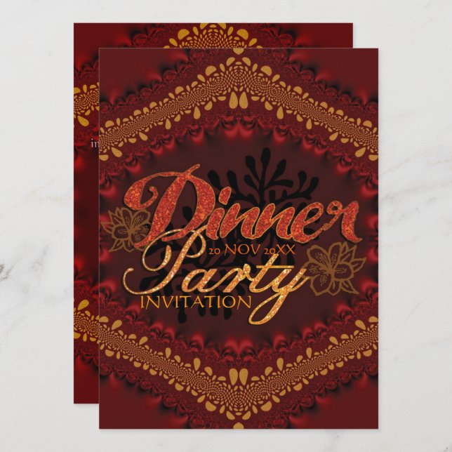 Invitaciones a fiestas rusticas de cena tropical (Anverso / Reverso)