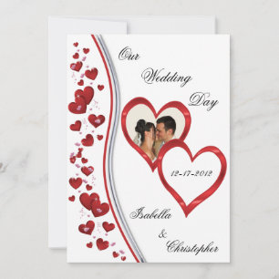 Invitaciones a fotos de Bodas de corazones en casc