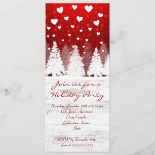 Invitaciones a fotos nevadas de Navidades rojos y