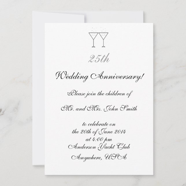 Invitaciones a "Gafas de champagne" (Anverso)