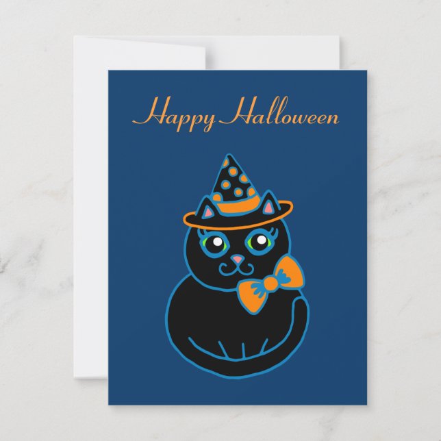 Invitaciones a gatos de Halloween (Anverso)