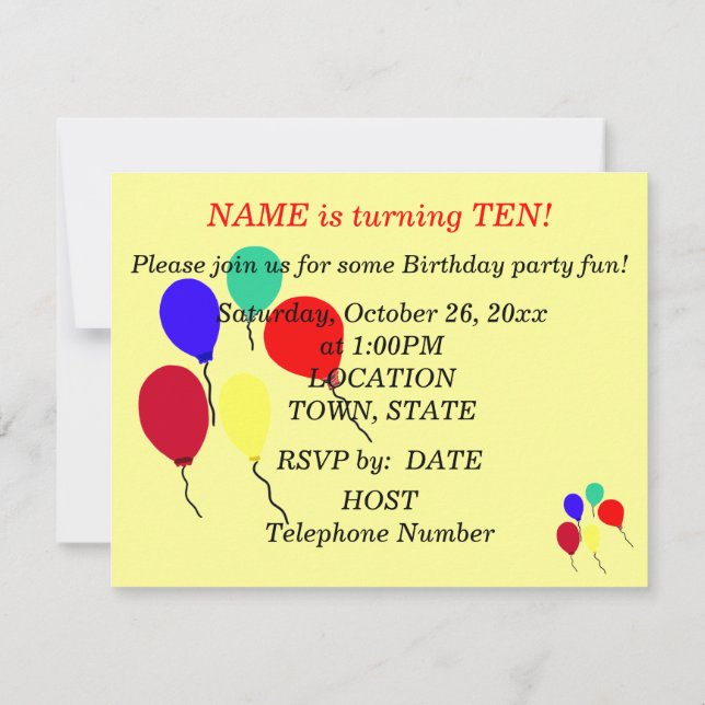 Invitaciones a globos de Fiesta Bumble Bee Bee Bee (Reverso)