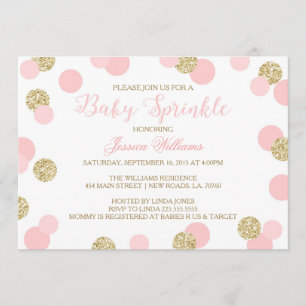 Invitaciones a gotas de Purpurina rosa y dorado