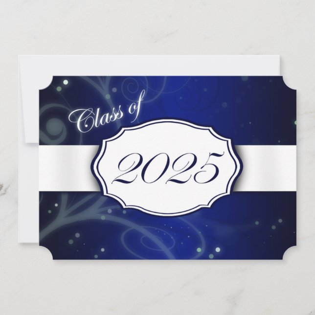 Invitaciones a graduación de Blue and White 2025 (Anverso)