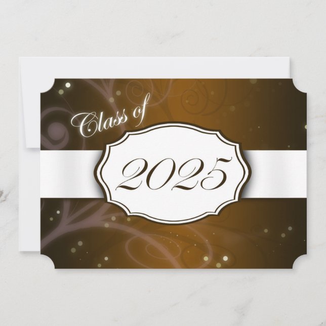 Invitaciones a graduación de Brown and White 2025 (Anverso)