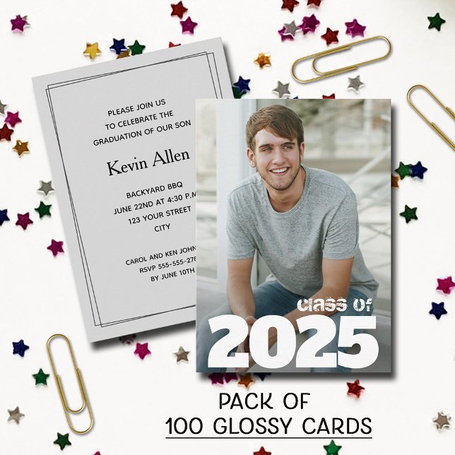 Invitaciones a graduación de fotos con brillo de t (SOLD BY PACK OF 100 CARDS - MINI 3.5" x 2.5" Photo glossy graduation glossy invitations)