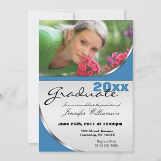 Invitaciones a graduación de fotos de curvas azule