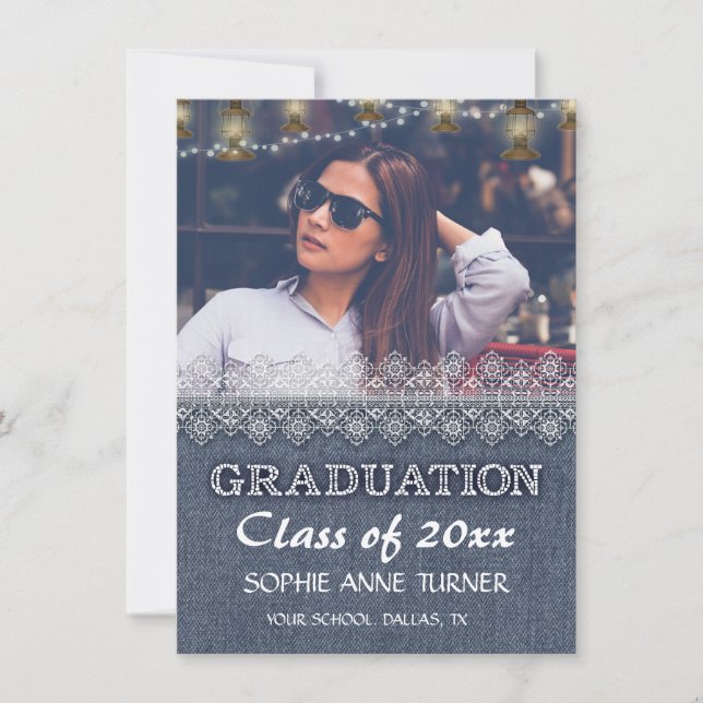 Invitaciones a graduación de fotos de moda | Antig (Anverso)