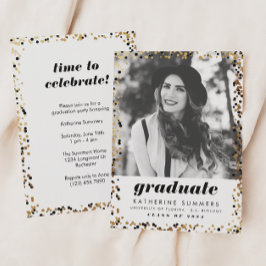 Invitaciones a graduación de fotos de Modern Gold