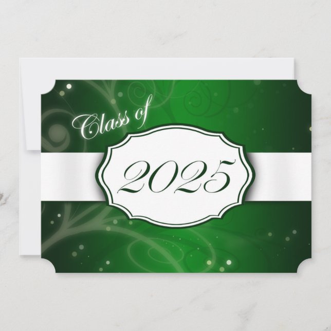 Invitaciones a graduación de Green and White 2025 (Anverso)