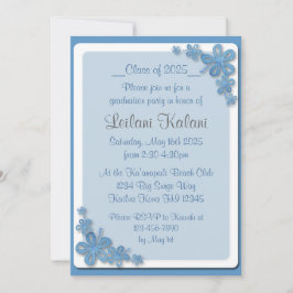 Invitaciones a graduación de hibiscos azules de pe