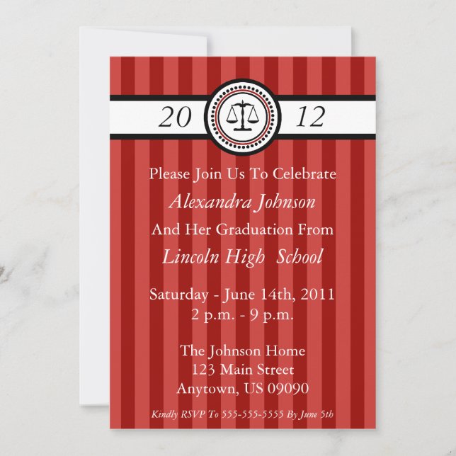 Invitaciones a graduación de la Escuela de Derecho (Anverso)