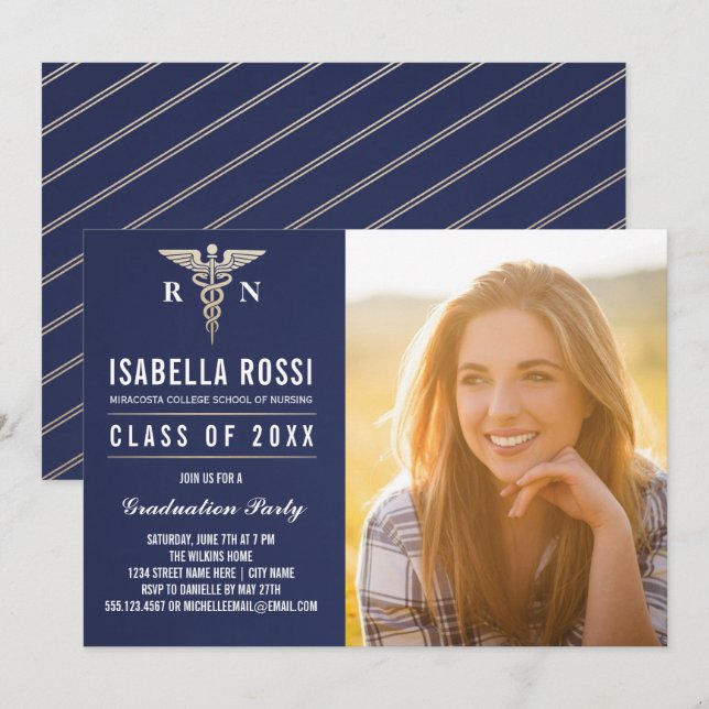 Invitaciones a graduación de la escuela de Enferme (Anverso / Reverso)