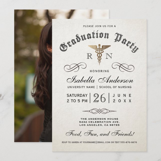 Invitaciones a graduación de la Escuela de Enferme (Anverso / Reverso)