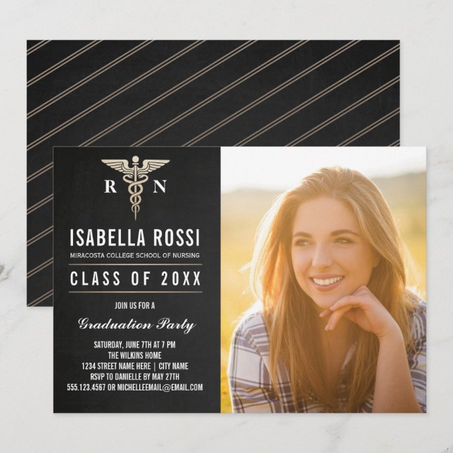 Invitaciones a graduación de la escuela de Enferme (Anverso / Reverso)