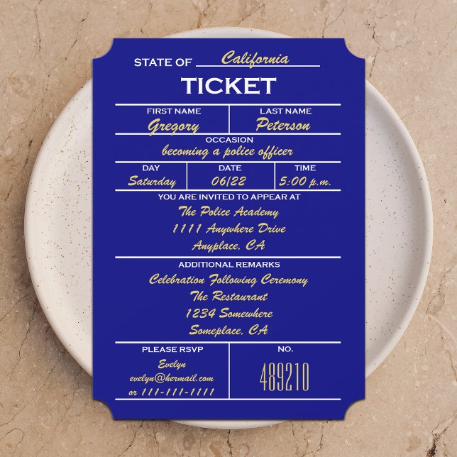Invitaciones a graduación de la Policía de Boletos (Subido por el creador)