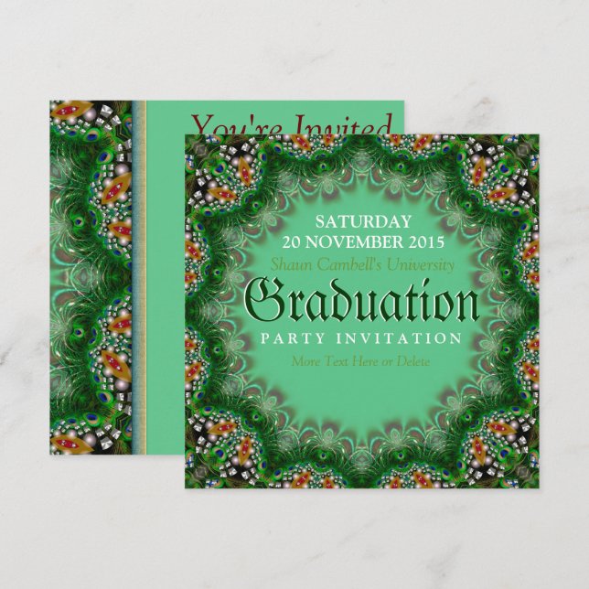 Invitaciones a graduación de Lace Verde en el jard (Anverso / Reverso)