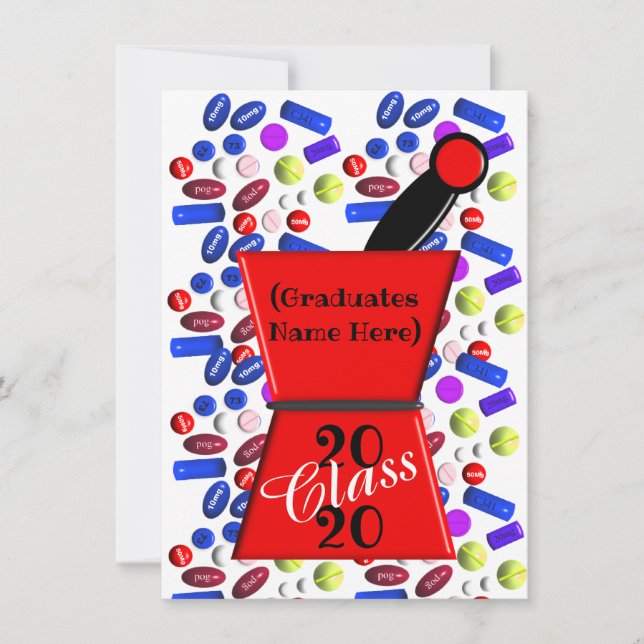 Invitaciones a graduación de Pharm-D divertidas (Anverso)