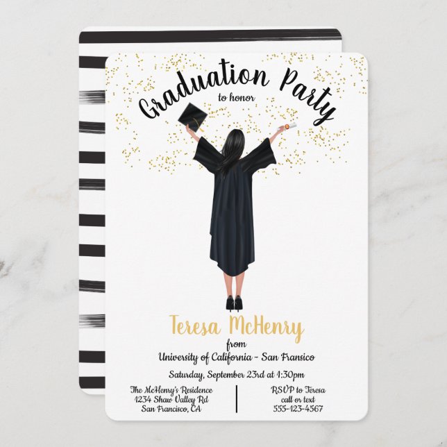 Invitaciones a graduación de retrato personalizado (Anverso / Reverso)