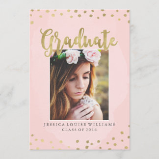 Invitaciones a graduación de Rubor Pink and Gold L