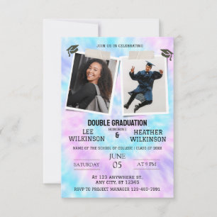 Invitaciones a graduación de Tine Dye Twins