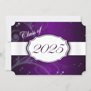 Invitaciones a graduación en morado y blanco 2025