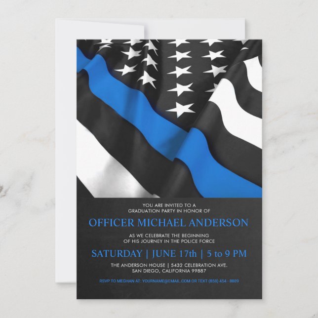Invitaciones a graduación policial| Bandera de Est (Anverso)