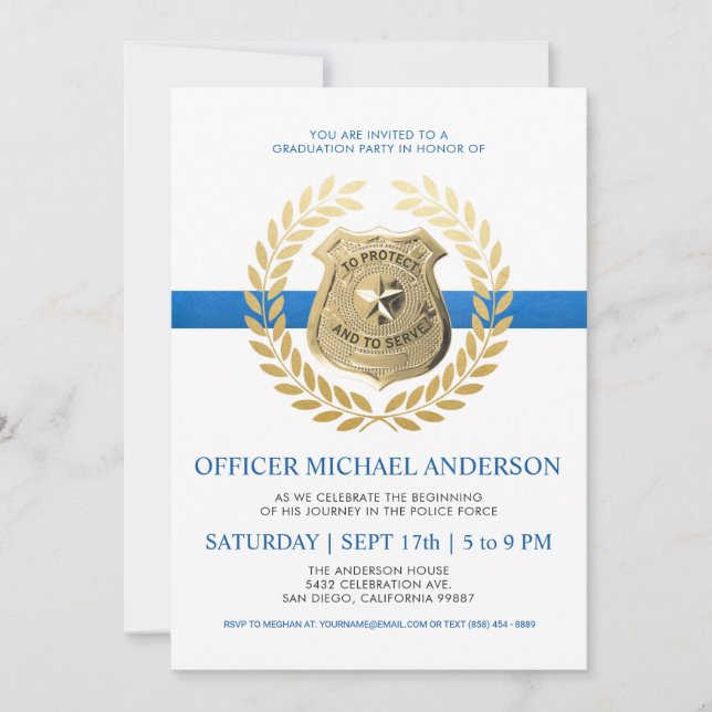 Invitaciones a graduación policial | Insignia poli (Anverso)
