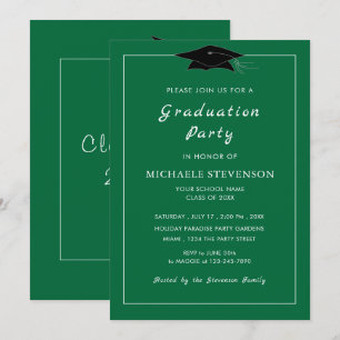 Invitaciones a graduación verde personalizado Elij