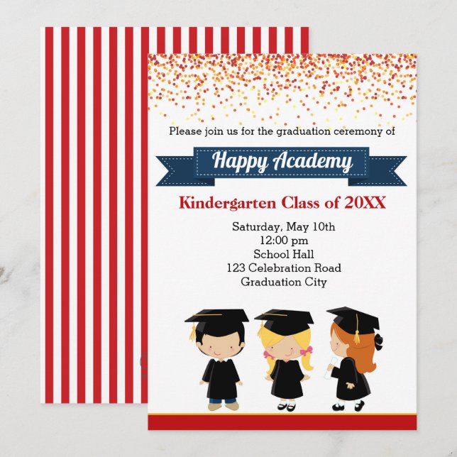 Invitaciones a graduarse - Niños de jardín de infa (Anverso / Reverso)