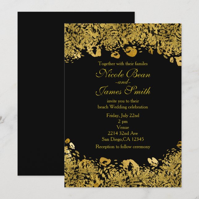 Invitaciones a guepardos de selva exótica dorada y (Anverso / Reverso)