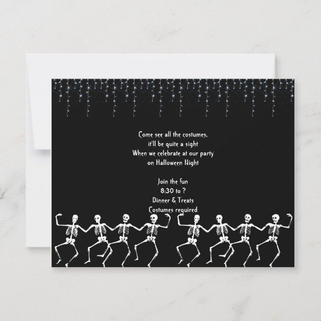 Invitaciones a Halloween de Fiesta de baile Skelet (Anverso)