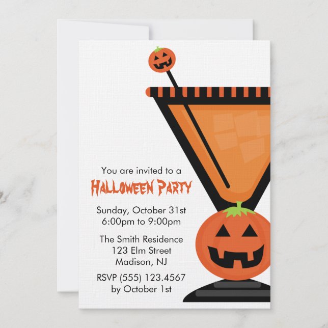 Invitaciones a Halloween de Jack-o'-lantern Martin (Anverso)