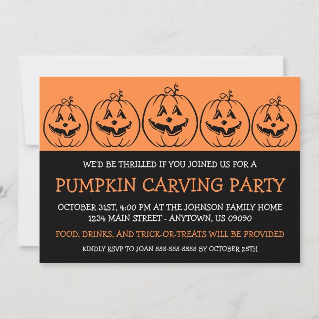 Invitaciones a Halloween de Jack O'Lantern (Anverso)