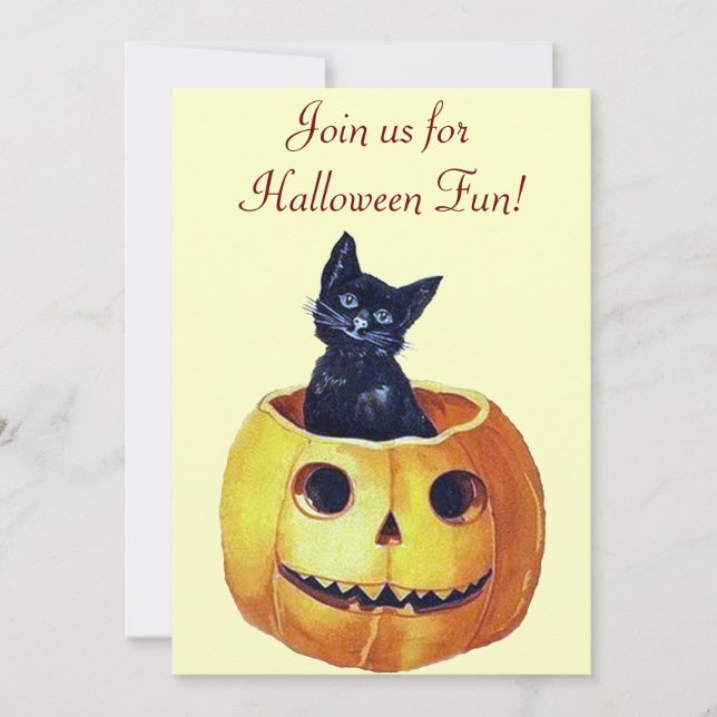 Invitaciones a Kitty de Halloween de época (Anverso)