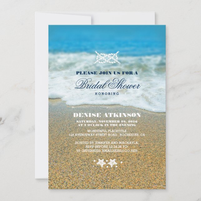 Invitaciones a Knot de Beach Bridal Shower Rope Kn (Anverso)