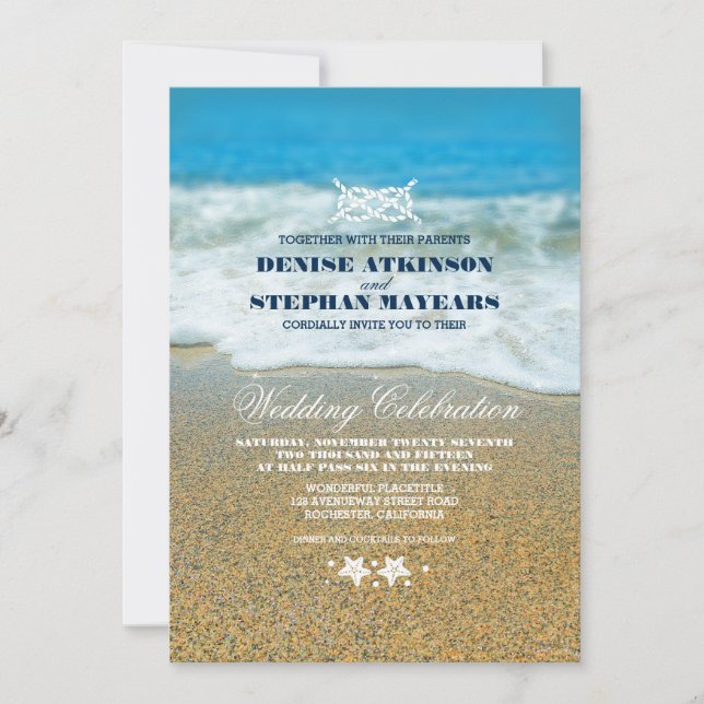 Invitaciones a Knot de Beach Wedding Rope (Anverso)
